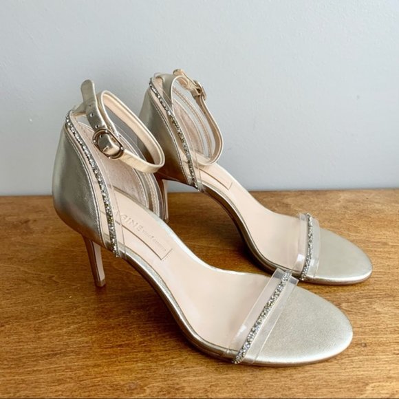 Vince Camuto | BNIB Phillipa Gold Jewel Leather Ankle Strap Sandals - Picture 2 of 15